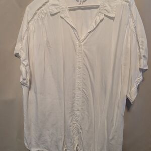 Time and Tru Women's Cream Button-Up Blouse